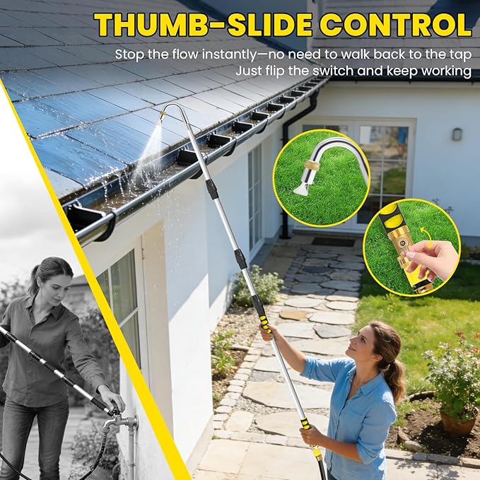 Gutter Cleaning Tools,16ft Gutter Cleaner Tools from the Ground with Hose Attachment, Rain Gutters Cleaning Tool with Heavy-Duty Head/2