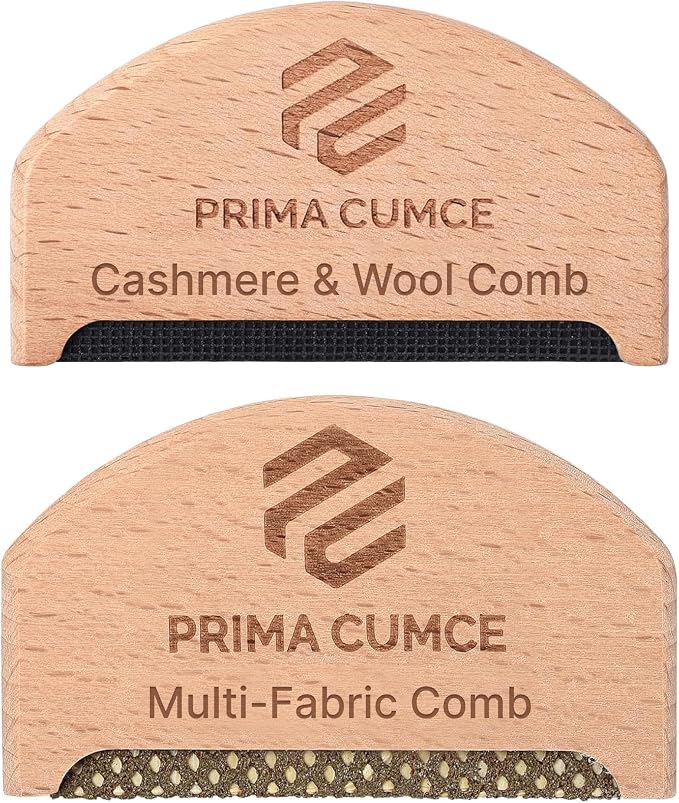 2 PCS Wooden Sweater Comb for De-Pilling Cashmere, Wool, Knitwear, Manual Lint Remover, Portable Depiller for Clothes, Fuzz, Bobbles, Pilling Shaver, Fabric Defuzzer, Sweater Care Tool by PrimaCumce