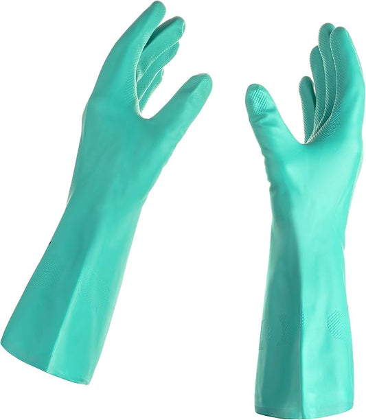 TUSKO PRODUCTS Best Nitrile Rubber Cleaning, Household, Dishwashing Gloves, Latex Free, Vinyl Free, Reusable not Disposable, Extra Extra Large 2X-Large, (12 Pairs)