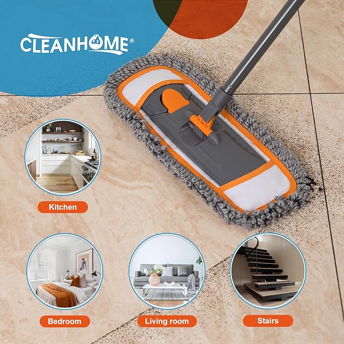 Mirofiebr Dust Mop with 7 PCS Washable Mop Pads and Extendable 55” Long Handle, Multifunction Floor Mop for Hardwood,Marble,Laminate,Tile Floor Mopping