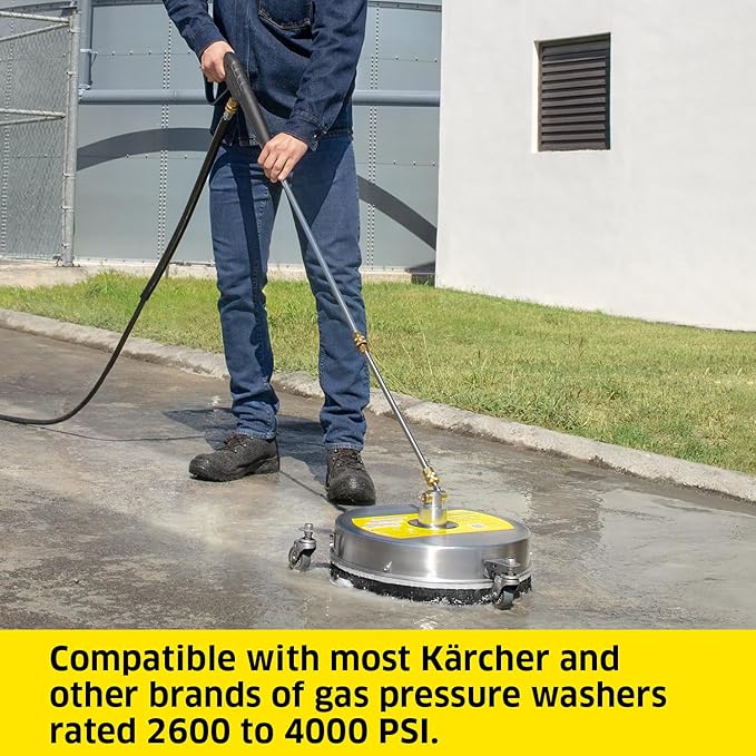 Kärcher Pressure Washer Surface Cleaner 15", 3 Wheels, Stainless Steel, Quick Connect, 4000 PSI, Ideal for Driveways, Patios, Decks, Sidewalks