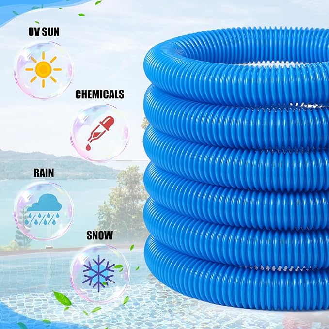 14" Swimming Pool Vacuum Head with 47" Long Pool Pole and 1-1/4" x 18ft Pool Vacuum Hoses Flexible Pool Vacuum Head with Wheels for Inground Pool Cleaning