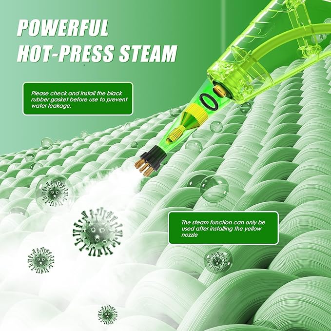 Steam Cleaner for Home & Car, 15s Heat-Up Handheld Steamer for Cleaning, 1.2L Portable High Steam Cleaners, 3BAR Steam Control with 14 pcs Accessories Kit for Car, Floors, Couches, Tiles, Grout