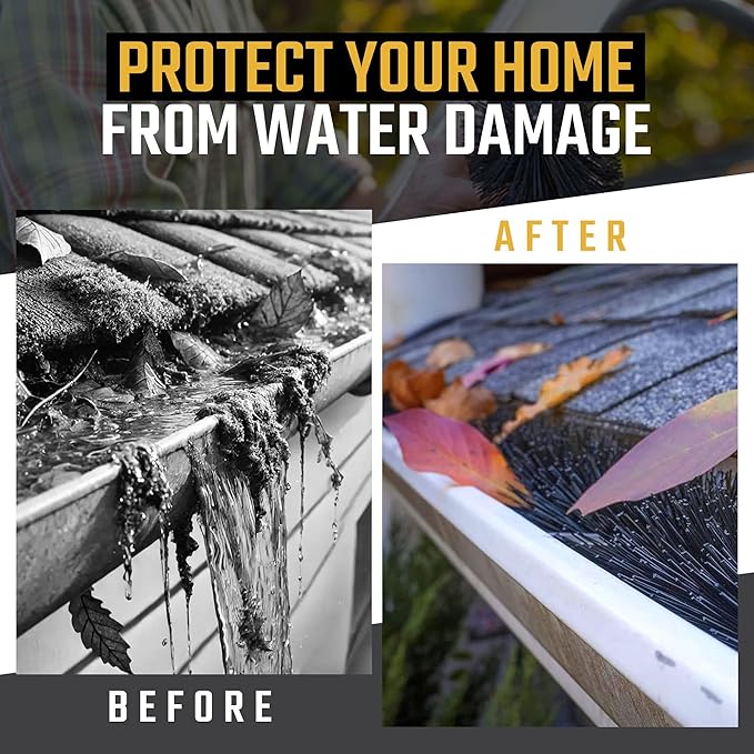 Gutter Guard 6 Inch - 36 Ft by GutterBrush |DIY Leaf Filter, No Tools Needed | Prevents Clogs, Easy Install for 6 Inch Gutters| 5.25" Brush Diameter, Reduces Cleaning, Keeps Water Flowing- Made in USA