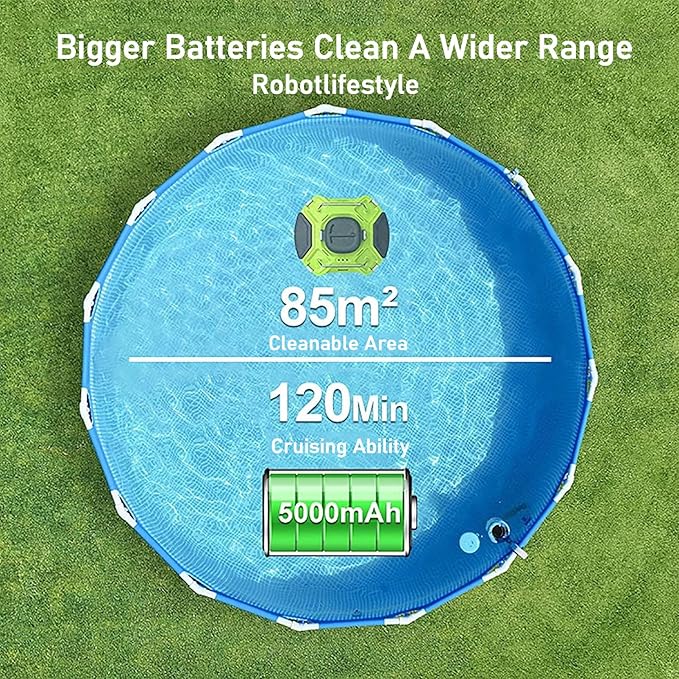 Cordless Robotic Pool Cleaner,360° Powerful Cleaning with Smart Route Planning,Automatic Vacuum for Effortless Pool Maintenance