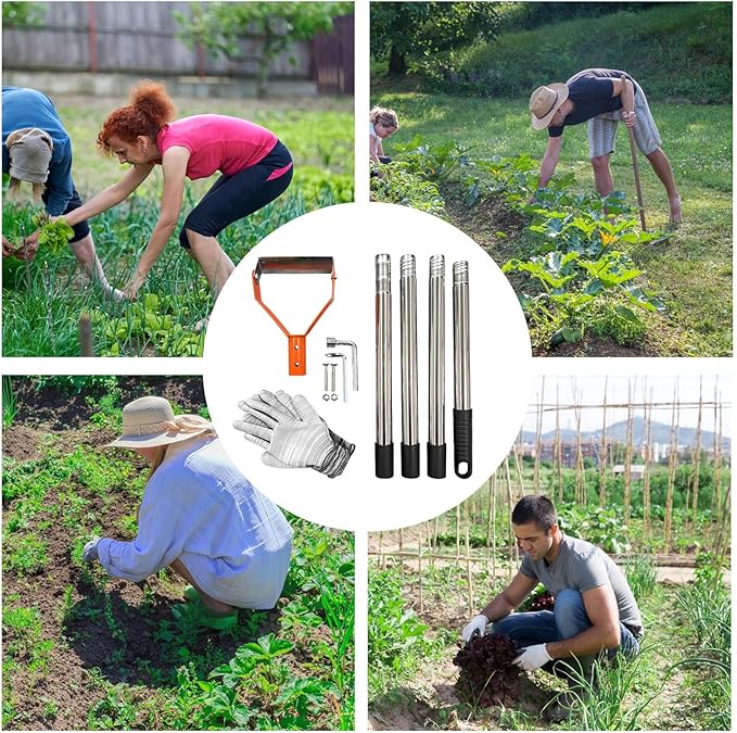 Garden Hoe for Weeding | Heavy Duty Loop Long Handle Shovel,Metal Weeder Scraper Gardening Hoe - for Digging Trenching Loosening Hoeing Edging Farm Lawn Backyard Patio Flower Bed