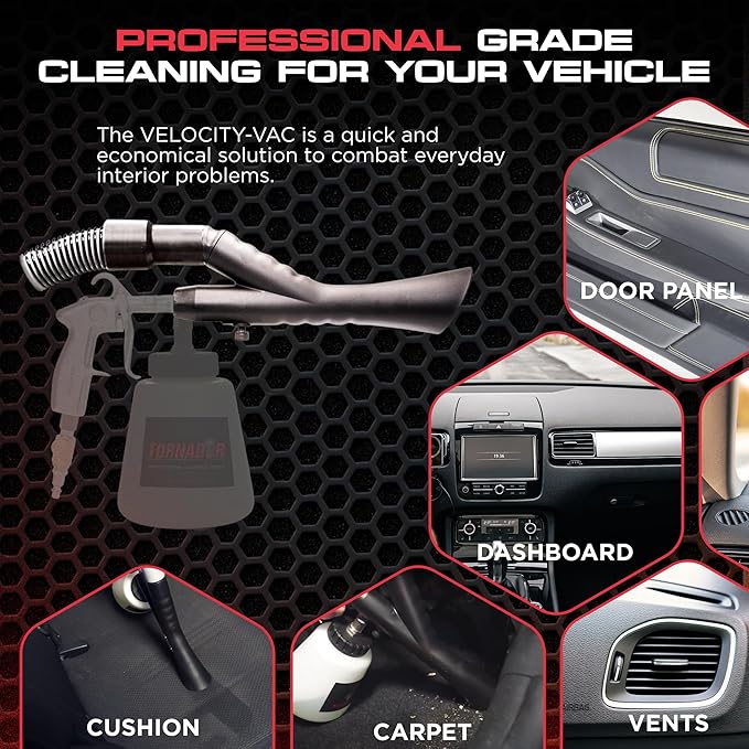 Tornador Velocity Vac ZV-200 | Vacuum Attachment for Car Detailing | Fits Black & MAX | Professional Interior Cleaning System