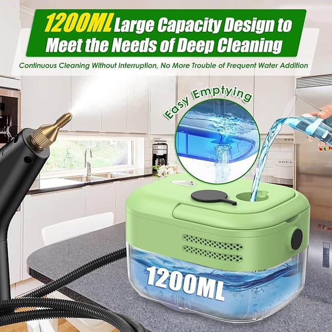 Steam Cleaner for Home & Car, 15s Heat-Up Handheld Steamer for Cleaning, 1.2L Portable High Steam Cleaners, 3BAR Steam Control with 14 pcs Accessories Kit for Car, Floors, Couches, Tiles, Grout
