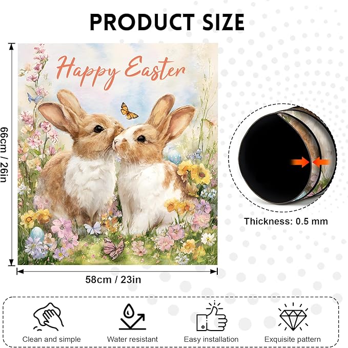 NYZE Easter Dishwasher Magnets Cover, Dishwasher Magnetic Sticker Decorative, Reusable Dish Washer Cover for Dishwashers (Kissing Bunnies)