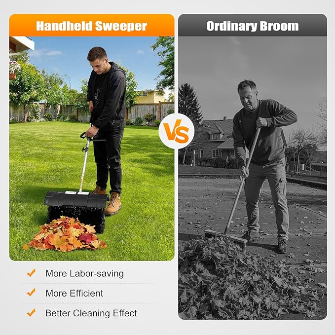 Handheld Sweeper, 52cc 2 Stroke Engine 2.3HP Gasoline Powered Sweeper Broom Driveway Lawn Lawn Artificial Grass Power Brush Lawn Sweeper Cleaning Tools Gasoline Engine Powered Broom…