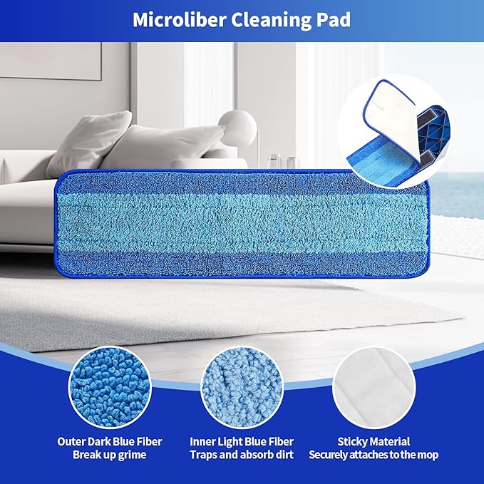 3 Pack Microfiber Cleaning Pads for Bona Family of Mops,Washable & Reusable Mop Pads Refill Replacement Safe for Hardwood and Multi-Surfac Floors Have Super-Absorbent