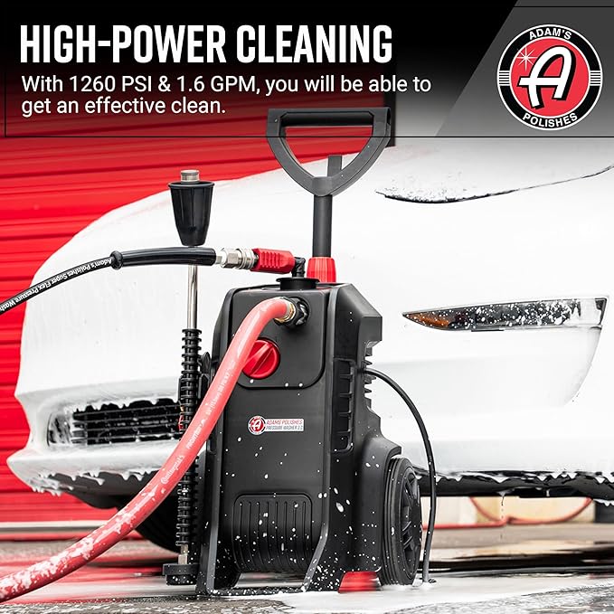 Adam's Pressure Washer 3.0 Upgrade Kit- Powerful Car Washing Pressure Sprayer, Includes Snub Nose with Swivel & 30ft Hose |1260 PSI & 1.6 GPM| Clean Your Car, Truck, House, Sidewalk, Etc.