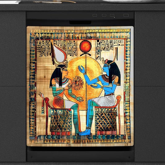 Dishwasher Magnet Cover Egyptian Egypt Papyrus Women Reusable Dishwasher Magnetic Cover Sticker Decorative Dish Washer Door Cover Panel for Home Kitcen Appliance, 21x26 in