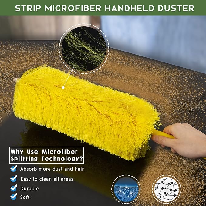 17FT Extendable Duster with 2-9 ft Extension Pole for High Ceilings, Newliton Cobweb Duster for Ceiling Fans Hard-to-Reach Areas, Long Handle Microfiber Dusting Tool for Home Cleaning