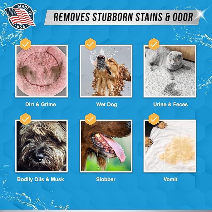 ACTIVE Pet Laundry Detergent and Washing Machine Cleaner Tablets - Includes 2lb Pet Odor Detergent Powder and 24ct Washing Machine Cleaning Tablets