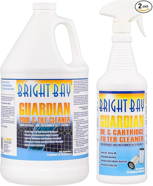 Pool & Tile Cleaner, Guardian (1 gal) - Removes Scale & Scum Line, Non-abrasive, Pumice Stone Not Req'd PLUS Filter Cleaner (1 qt) - 2pk.