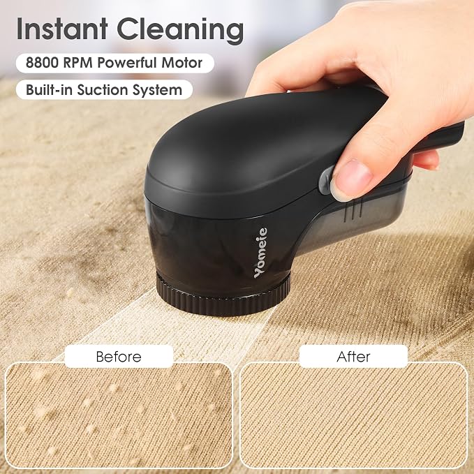 Fabric Shaver, Rechargeable Sweater Shaver, Lint Shaver with 6-Leaf Blades, Electric Lint Remover for Clothes & Furniture, Couch Pilling Remover Depiller for Removing Fuzz, Lint, Pills, Bobbles - Image 4