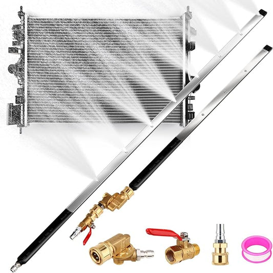 48" and 24" Radiator Cleaning Wand Set, 8 Nozzle Tips Pressure Washer Wand with Adapter Set, Water Air Cleaning Wands for Cars, Trucks, Trailers, Heavy Machinery