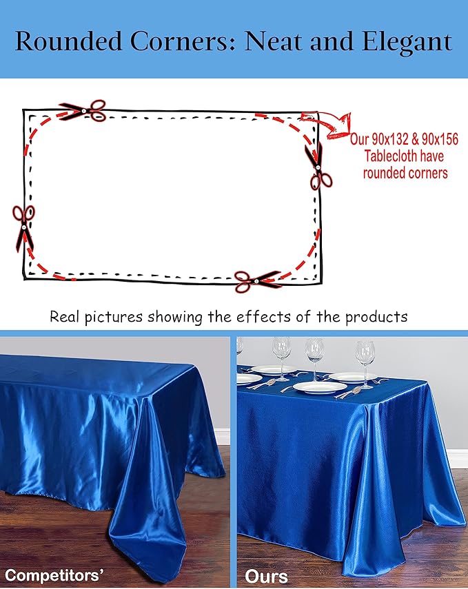LinenTablecloth 90 x 132-Inch Rectangular Polyester Tablecloth with Rounded Corners Chocolate