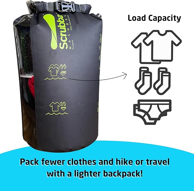 Scrubba Wash Bag Portable Washing Machine - Lightweight Manual Washing Machine for Travel, Camping, Laundry, Baby Clothes - Travel Essentials, Gift - use with Laundry Detergent/Sheets - 5.3 oz.