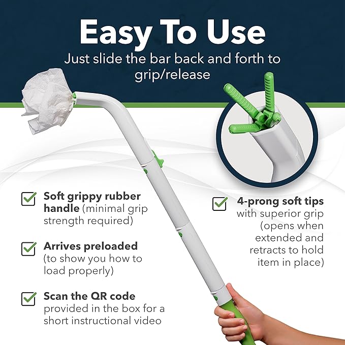 FreedomWand Multipurpose Toilet Aids - Wiping Aid Toileting for Women & Men, Butt Wiper Tool, Toilet Assist Device and Paper Extender, Ideal for Elderly, Disabled and Post Surgery Use - 25.5" Inch