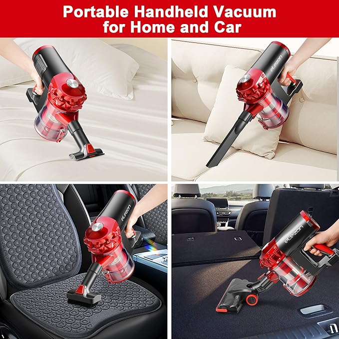 elezon A200 Cordless Vacuum Cleaner, Stick Vacuum with Powerful Suction, 38 Mins Runtime, Rechargeable Battery, HEPA Filter, Portable Lightweight Vacuum Cleaners for Home, Hard Floor, Pet Hair