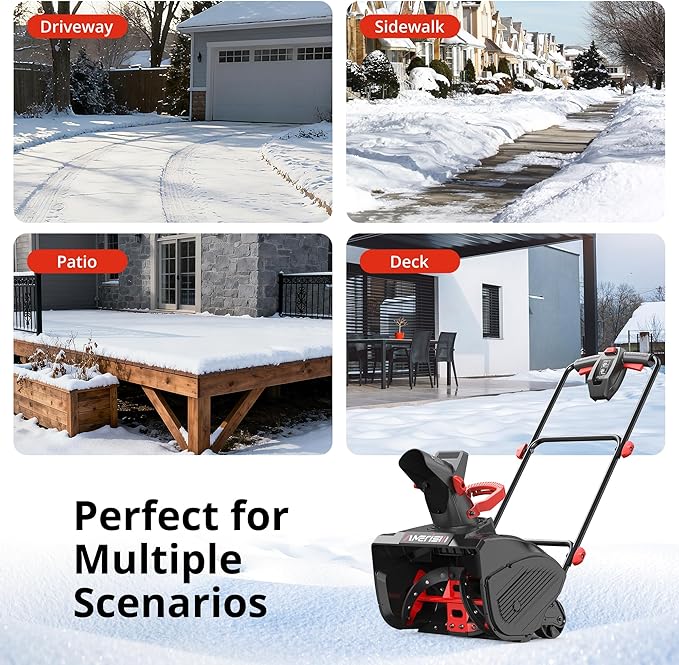 18-Inch Electric Snow Blower, 30 FT Throw Distance, 15-Amp Corded Snow Thrower, 2200 RPM Motor, Lightweight Snow Removal Machine for Driveway, Sidewalk, Patio & Small Yard