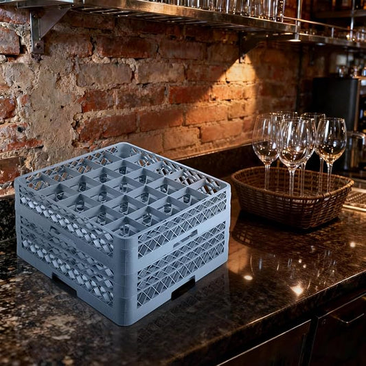 Commercial Cup Rack 3 Packs 25 Compartment Base with 2 Extenders | Polypropylene Dish Drying Rack | Quitly Clean Divided Durable Dishwasher Rack for Restaurants Bar Hotel Canteen Kitchen