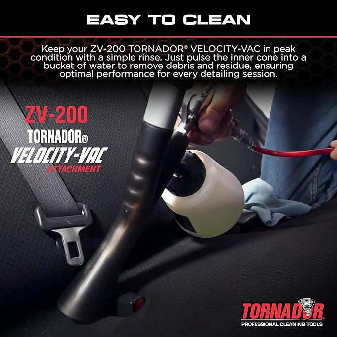 Tornador Velocity Vac ZV-200 | Vacuum Attachment for Car Detailing | Fits Black & MAX | Professional Interior Cleaning System