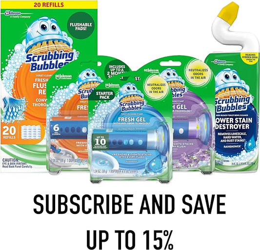 Scrubbing Bubbles Fresh Brush Flushables Refill, Citrus Action Scent, 10 Ct/pack , Pack 0f 12