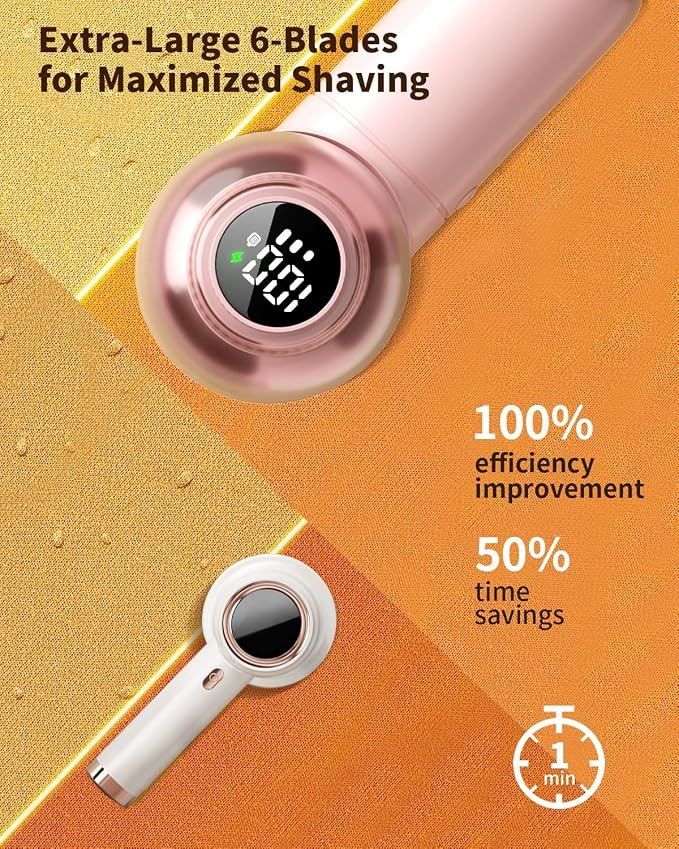 Fabric Shaver,    Rechargeable Lint Remover with Brush, Large Sweater Shaver with Digital Display, 3 Speeds Lint Shaver, 6-Leaf Blades Lint Remover for Clothes, Sofa, Bedding, Pink | Digital Display, 3 Speeds, 6-Leaf Blades, 1200mAh Rechargeabl... - Image 2
