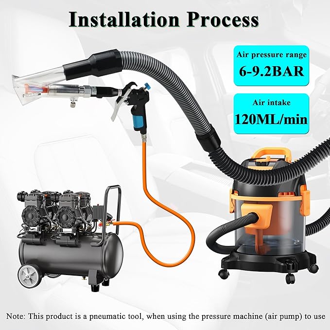 2IN1 Car Interior Detailing Air Blow Gun & vacunm Gun with Adjustable Air Flow Nozzle,Cleaning Gun Quickly Blasts Dirt and Dust from Surface Works with Air Compressor(Upgrade Rotate Tube)