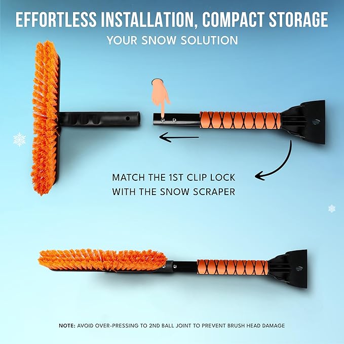 EcoNour 27" 3 in 1 Snow Brush with ice Scraper for car Windshield and Window | 360?? Aluminum Rotatable Snow Brush for car | Winter Snow Removal Tools with Detachable Foam Grip | Winter Car Accessories