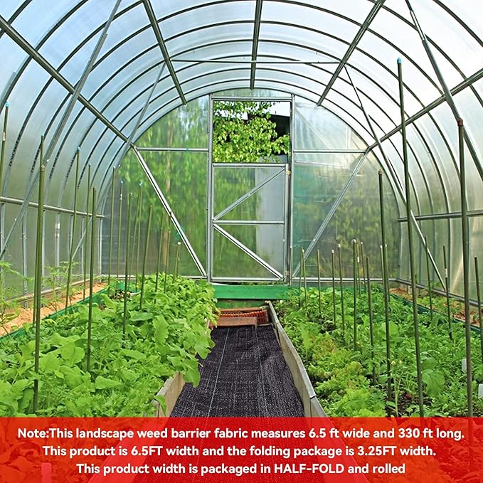 6.5ftx330ft Weed Barrier Landscape Fabric Heavy Duty, Weed Block Gardening Ground Cover Mat, Weed Control Garden Cloth, Woven Geotextile Fabric for Underlayment, Commercial Driveway Fabric