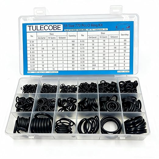 18 Size 770 Pcs Universal Metric Nitrile Rubber(NBR) O Ring Assortment Kit for Various car Auto Hydraulic Faucet Plumbing Pressure Washer Air or Gas Sealing Repair Home Repair