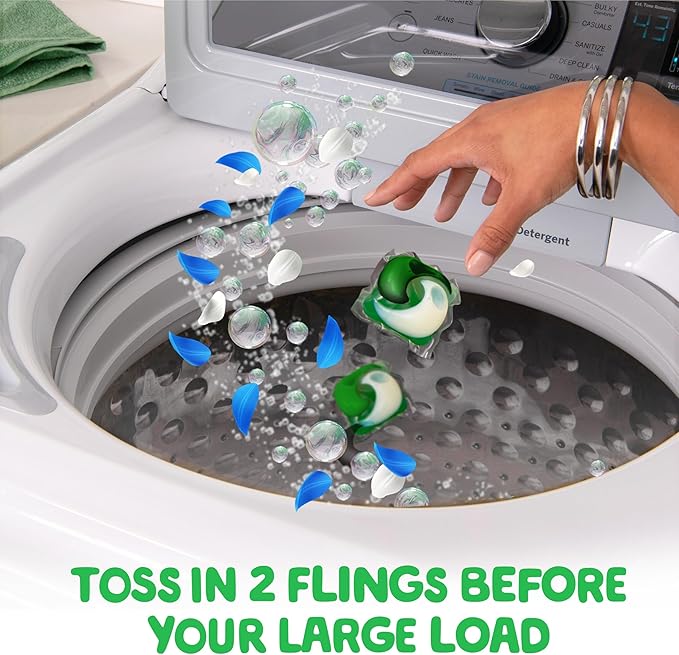 Gain flings Ultra Oxi Laundry Detergent Pacs, 60 Count, Waterfall Delight Scent, 3-in-1, HE Compatible