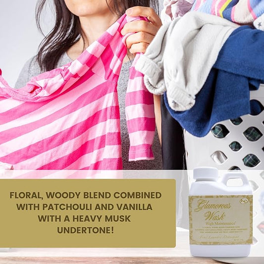 Worldwide Nutrition Bundle: Tyler Candle Company Glamorous Wash High Maintenance Scent Fine Laundry Liquid Detergent - Hand and Machine Washable - 4 oz (112 grams) Container and Keychain