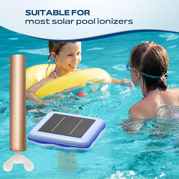Copper Anode Replacement Compatible with Most Brands 4.13 x 0.71 Inch Threaded M6 with Wing Screws for Pool Cleaning, Copper Tube for Pool
