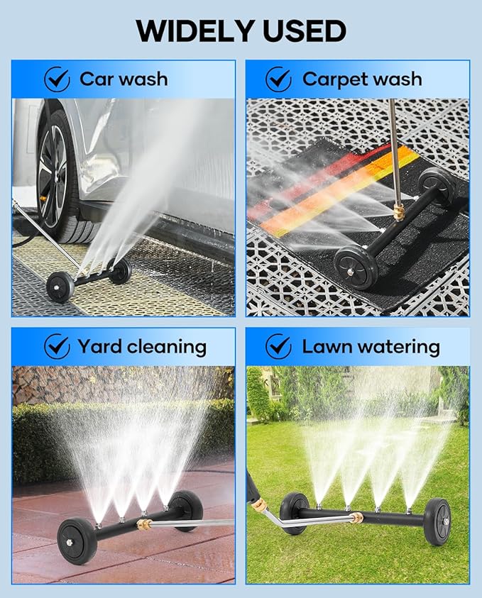 Saker Undercarriage Washer,16 Inch Pressure Washer Undercarriage Cleaner,4000 PSI Under Carriage Washer Attachment Under Car Cleaner with 3 Extension Wands and Pressure Washer Gun