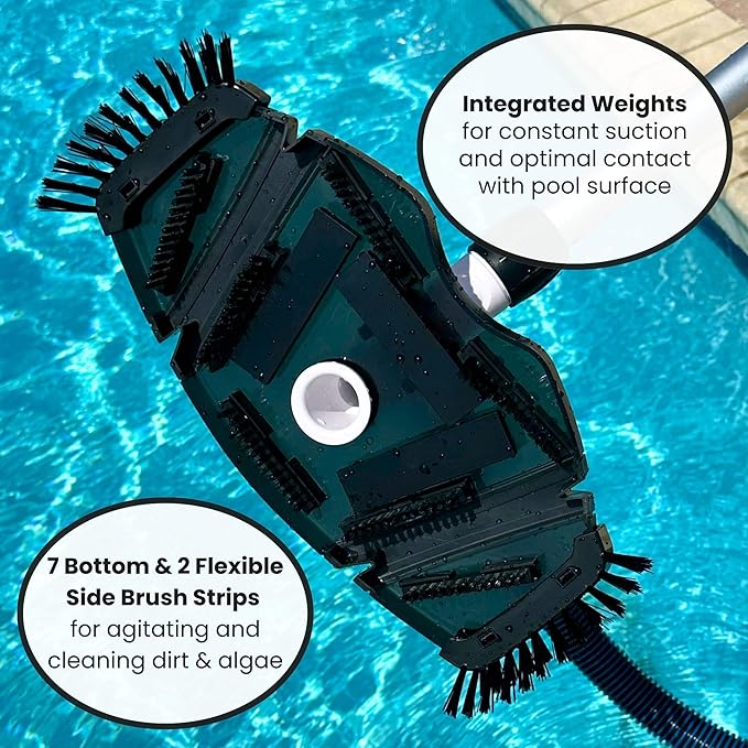 Wessel-Werk Pool Vacuum Heads with Profesional Weighted Design and Flexible Side Brush Strips to Deep Clean Inground & Above Ground Pools (Rectangular Pool Vacuum Head)