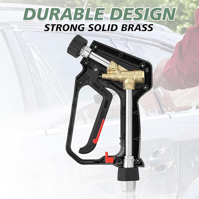 RIDGE WASHER Pressure Washer Gun 5000 PSI, 12 GPM, Power Washer Gun with Stainless Steel Extension Wand, Detachable M22 14 Male to 1/4" Quick Connect, 360° Swivel 3/8'' NPT Thread, M22 Fitting