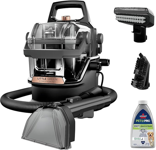 BISSELL Little Green HydroSteam Multi-Purpose Portable Carpet and Upholstery Cleaner, Car and Auto Detailer, 3618