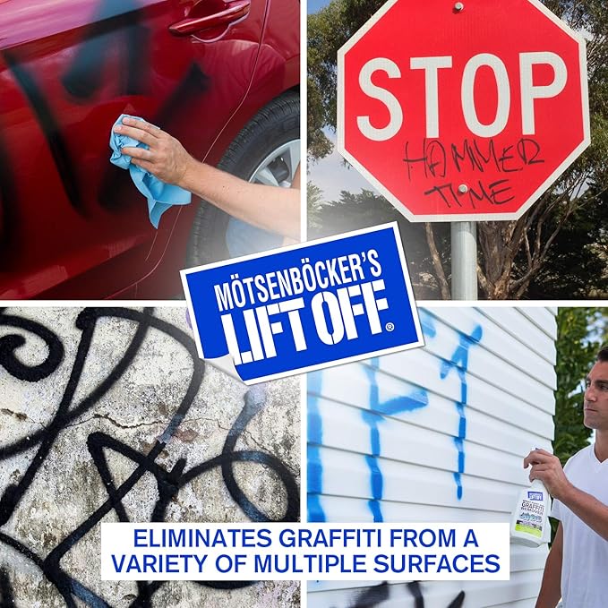 Motsenbocker's Lift Off 41101-3PK Spray Paint and Graffiti Remover – Removes Spray Paint, Acrylic, and Enamel – Safe for Wood, Metal, Concrete, Plastic – Water-Based Formula – 22 Fl Oz (Pack of 3)