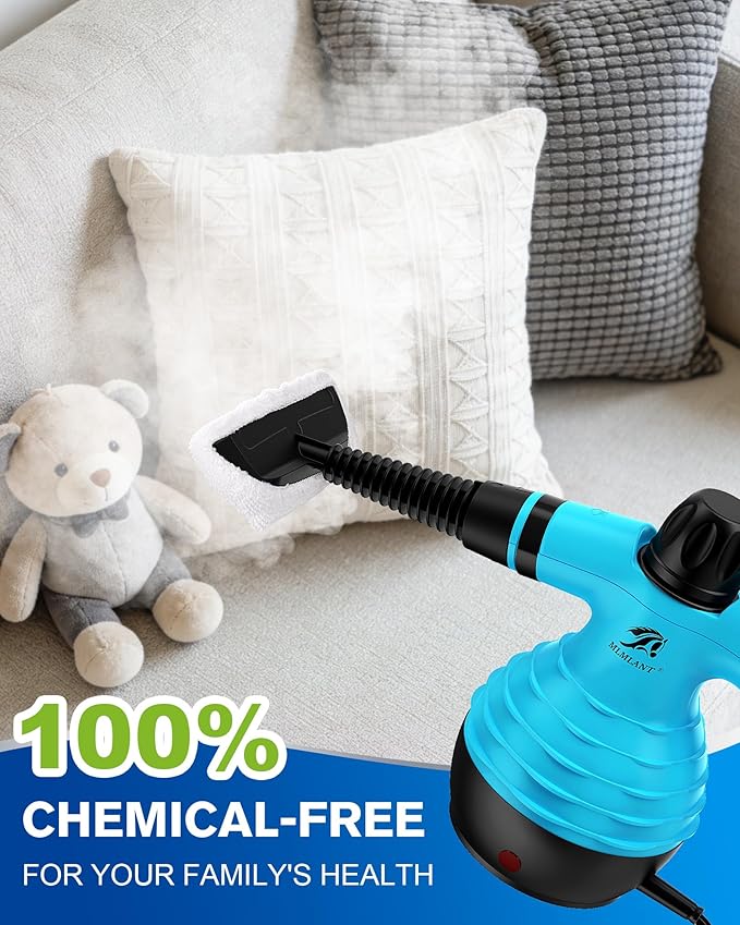 MLMLANT Steam Cleaner, Portable Multifunctional Household Steam Cleaner with Safety Lock & 9 Accessories, Ideal for Cleaning Carpets, Sofas, Cars, Kitchens, Bathrooms and More.