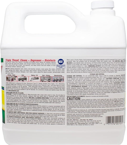 Spray Nine 26801-4PK Heavy Duty Cleaner, Degreaser & Disinfectant for Home, Yard Equipment, Automotive & More - Refill for Spray Bottle 1 Gallon (Pack of 4)