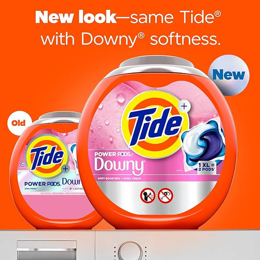 Tide Power PODs + Downy Laundry Detergent Pods, 63 Count, Soft Boosters + April Fresh