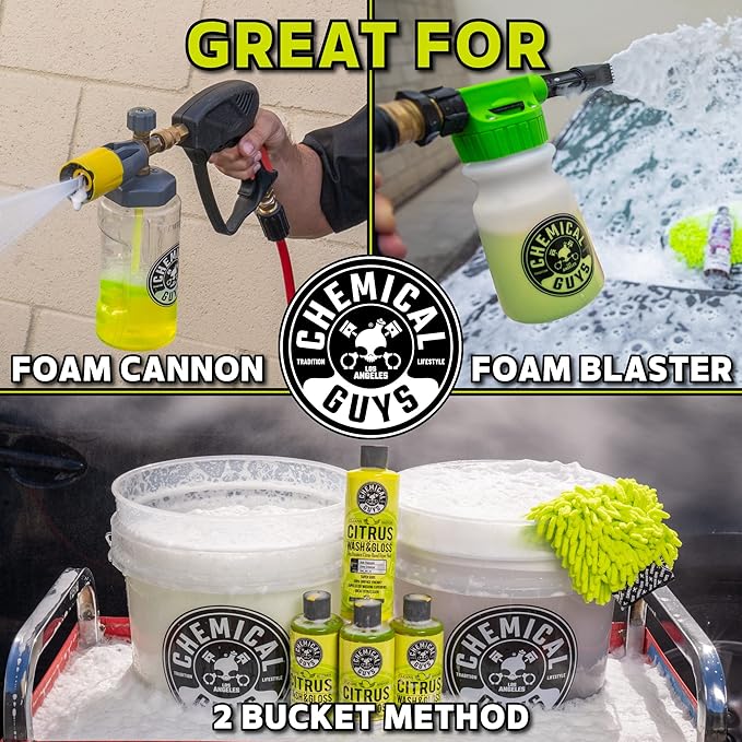 Chemical Guys Citrus Wash & Gloss Foaming Car Wash Soap - High Suds Formula Foam Cannon Soap for Foam Blasters, or Bucket Washes - Safe on Paint, Clear Coat, and Wax, Citrus Scent - 64 oz