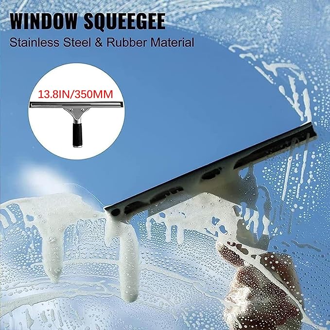 Window Cleaner Kit, Roof Cleaning Tools, With Extension Pole 30Ft/9M Telescopic Window Washing Equipment With Bendable Head For Cleaning Home Windows Glass Cars Solar Panel Clean,30cm Brush Head,10.8