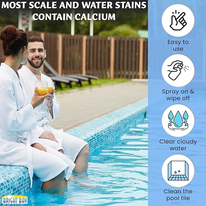Pool & Tile Cleaner Removes Calcium Buildup & Scum Line Remover, Biodegradable and Environmentally Friendly (32 Ounces)