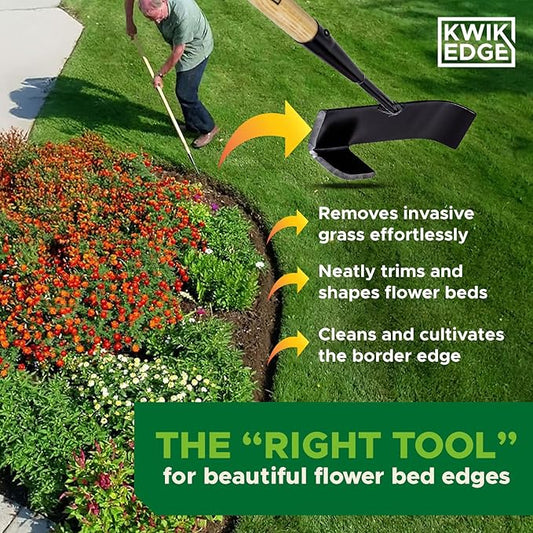 Lawn Edger for Landscaping - Manual Edgers, Edging Shovel for Precise Clean Borders, Manual Edger Lawn Tool, Long Handle Garden Edgers for Landscaping, Flower Beds & Pathways - KWIK EDGE Tool